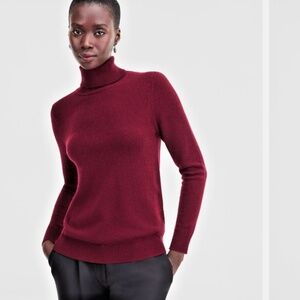 CHARTER CLUB Luxury 100% Cashmere Cranberry Turtleneck Sweater M
